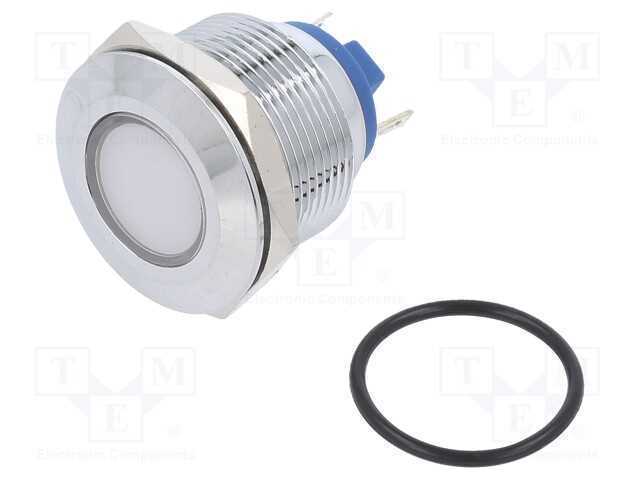 Luz indicadora: LED, plana, branco, 12VDC, 12VAC,.