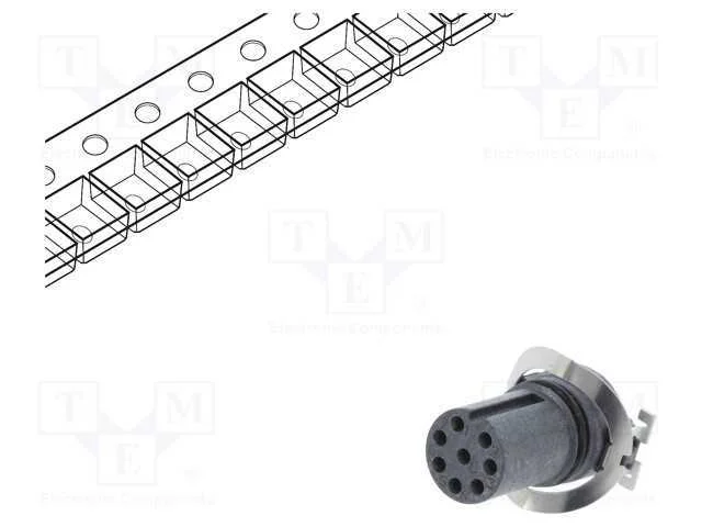 Tomada, M12, Pin: 8, Fêmea, Código A-Devicenet / Canopen, para Pcb