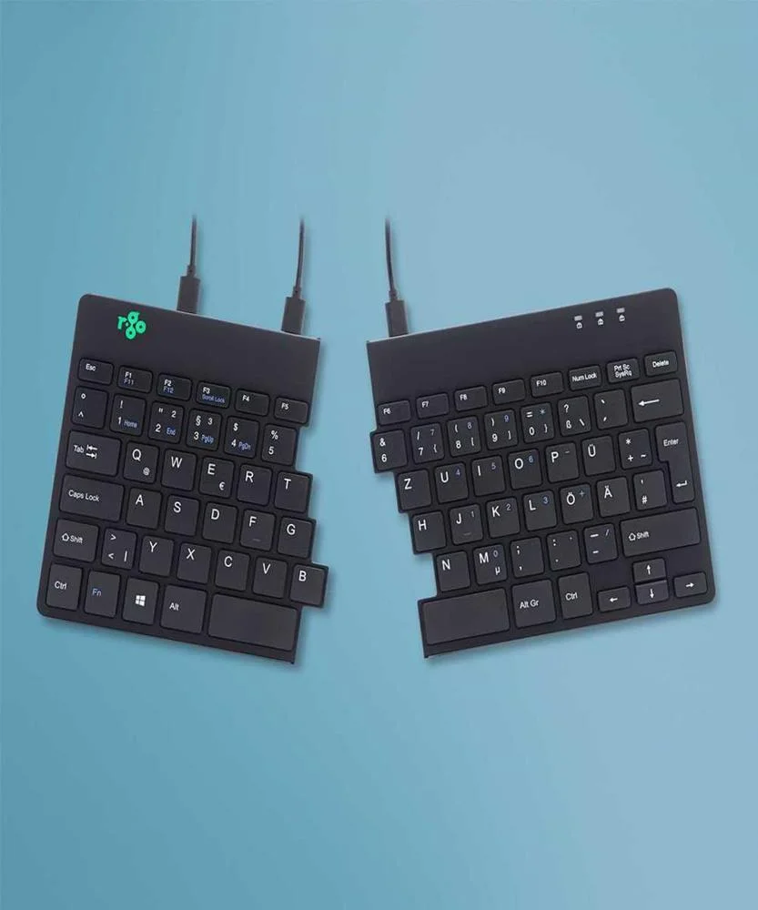 R-Go Tastatur Split   Break Ergonomisch De-Layout    Schwarz