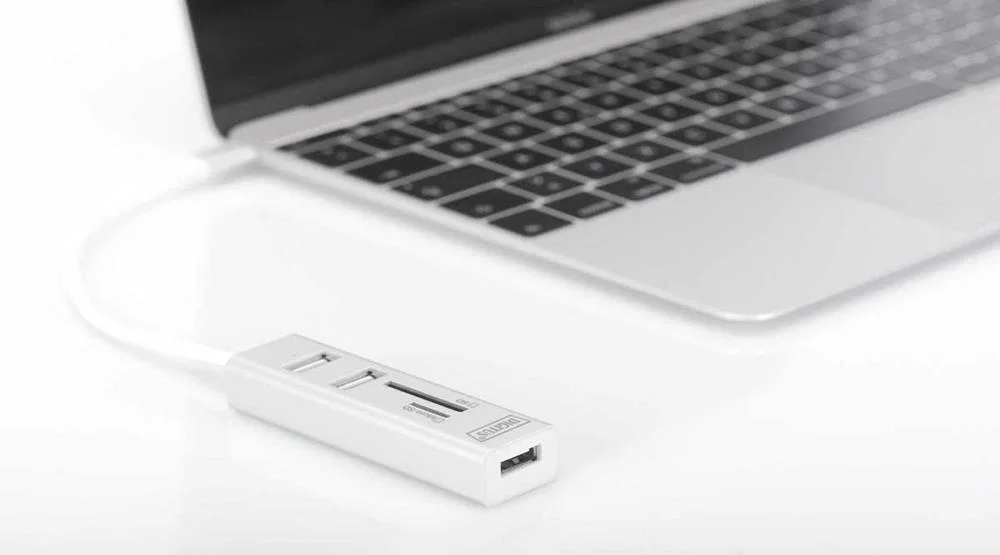 Digitus Usb-C-Hub  3-Port 2.0->3xa2.0 1xreader In.Kabel Weiß