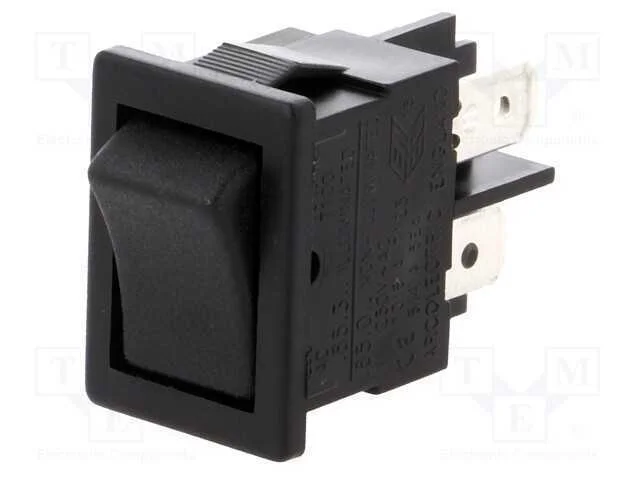 ROCKER, DPST, Pos: 2, ON-OFF, 10A/250VAC, preto, .