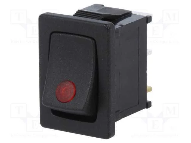 ROCKER, SPST, Pos: 2, ON-OFF, 16A/12VDC, preto, L.