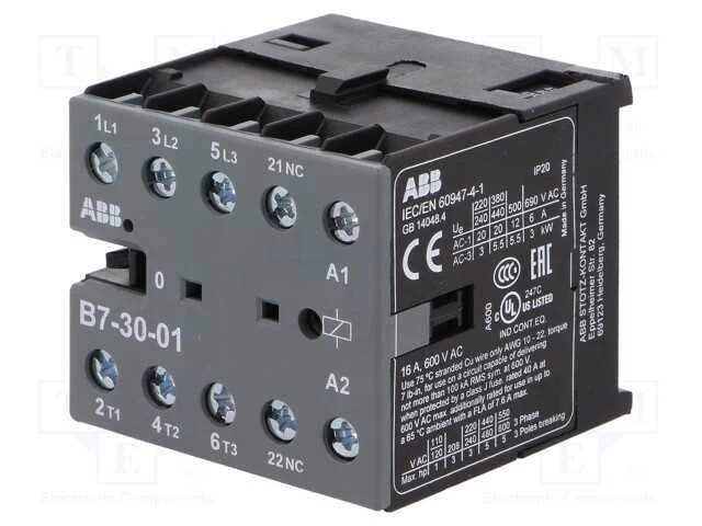 Contator: 3 Polos, No X3, Contatos Auxiliares: Nc, 42vac, 7a, B7