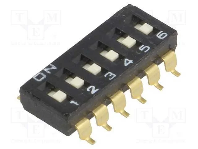 Interruptor: DIP-SWITCH, Quantidade de secções: 6.