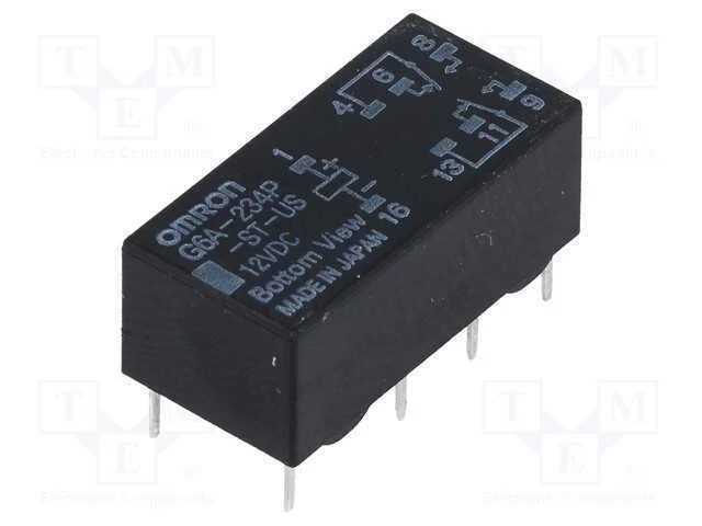 Relé: Eletromagnético, Dpdt, Ubobina : 12vdc, Icontactos Max: 2a