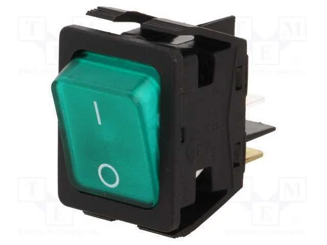 ROCKER, DPST, Pos: 2, ON-OFF, 16A/250VAC, 20A/28V.