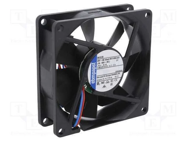 Ventilador: DC, transversal, 48VDC, 80x80x25mm, 6.