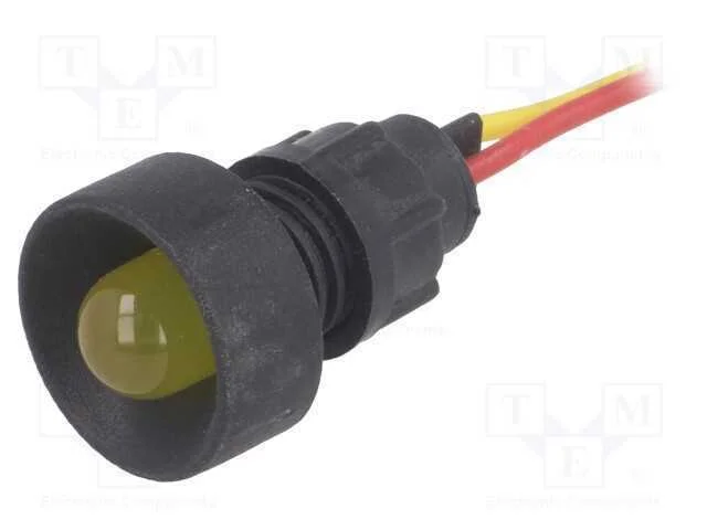 Luz indicadora: LED, côncavo, amarela, 12÷24VDC, .