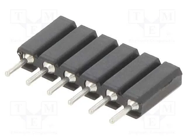 Tomada, pinos, fêmea, PIN: 6, simples, 2,54mm, TH.