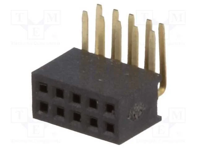 Tomada, pinos, fêmea, PIN: 10, angulares 90, 1,27.