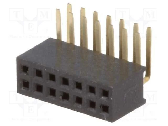 Tomada, pinos, fêmea, PIN: 14, angulares 90, 1,27.