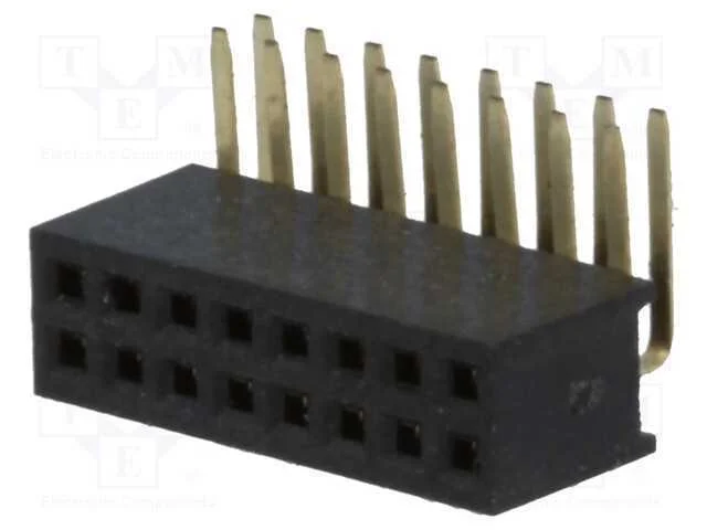 Tomada, pinos, fêmea, PIN: 16, angulares 90, 1,27.