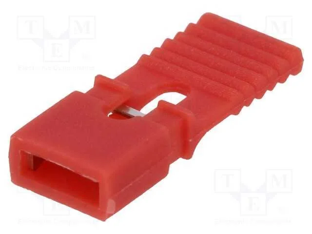 Jumper, pinos, fêmea, com pega, 2,54mm, 1x2, verm.