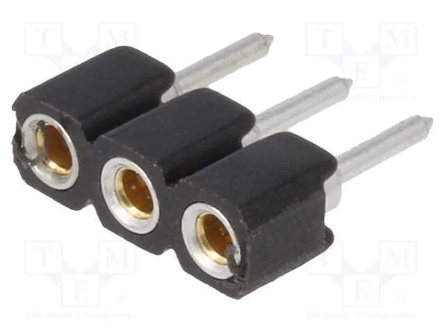 Tomada, pinos, fêmea, PIN: 3, simples, 2,54mm, TH.