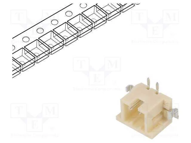 Tomada, fio-fio/placa, macho, DF3, 2mm, PIN: 2, S.