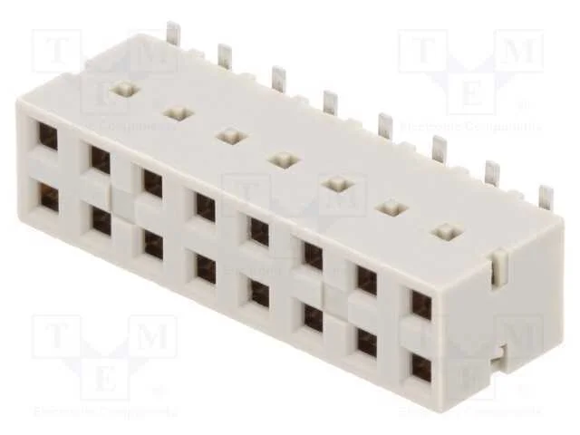 Tomada, Fio-Placa, F&ecirc;mea, Dubox, 2,54mm, Pin: 16, Smt, Dourado, Fci