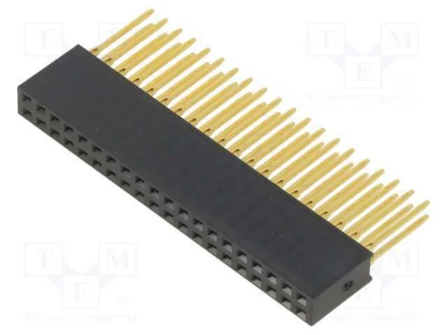 Tomada, Pinos, Fêmea, 2,54mm, Pin: 40, Tht, para Pcb, Dourado