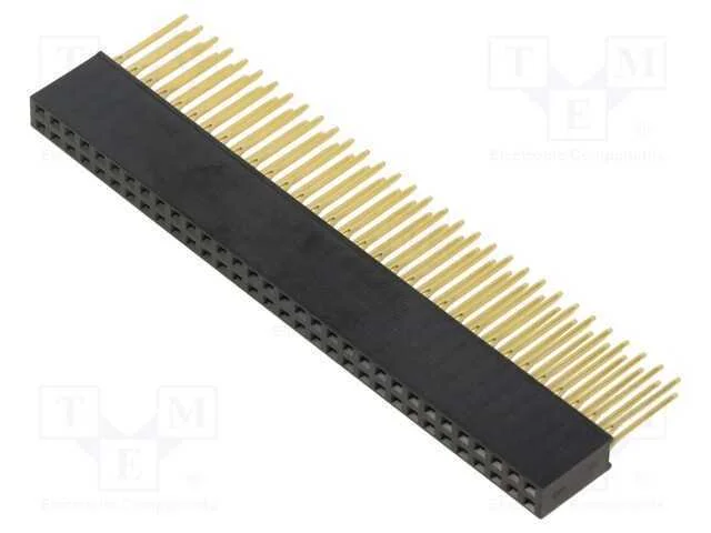 Tomada, Pinos, Fêmea, 2,54mm, Pin: 64, Tht, para Pcb, Dourado