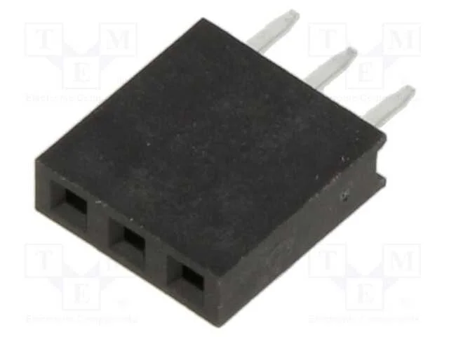 Tomada, Pinos, Fêmea, 2,54mm, Pin: 3, Tht, para Pcb, Dourado, Simples