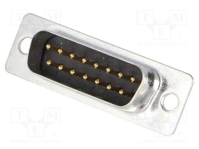 D-Sub, PIN: 15, ficha, macho, com cabo, solda, 5A.