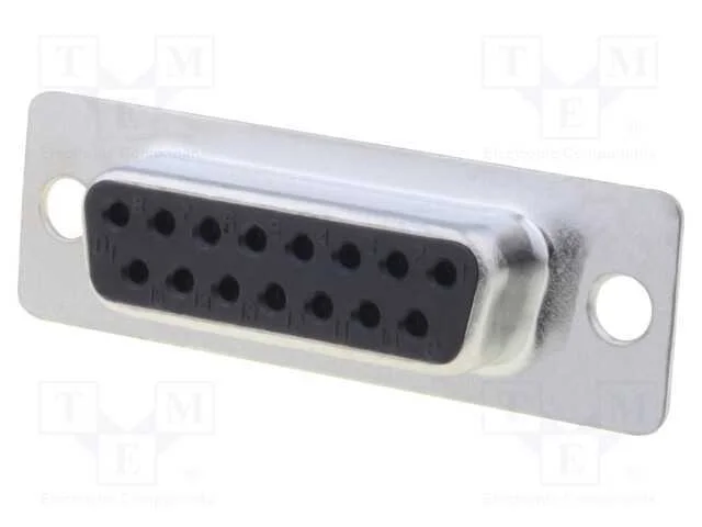 D-Sub, PIN: 15, ficha, fêmea, com cabo, solda, 5A.