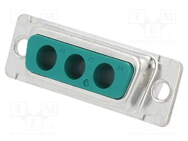 D-Sub, Pin: 3, Tomada, Fêmea, para Painel, Angulares 90, Solda