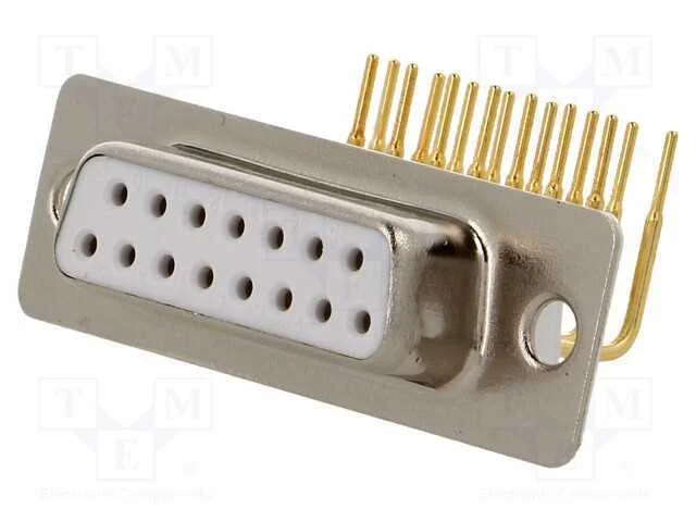 D-Sub, Pin: 15, Tomada, Fêmea, para Pcb, Angulares 90, Tht
