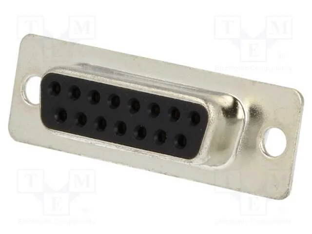 D-Sub, Pin: 15, Ficha, Fêmea, com Cabo, Solda, Preta