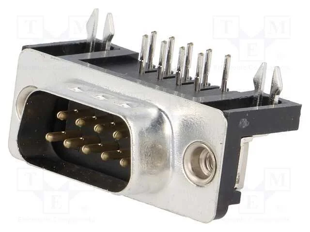 D-Sub, PIN: 9, tomada, macho, angulares 90, THT, .
