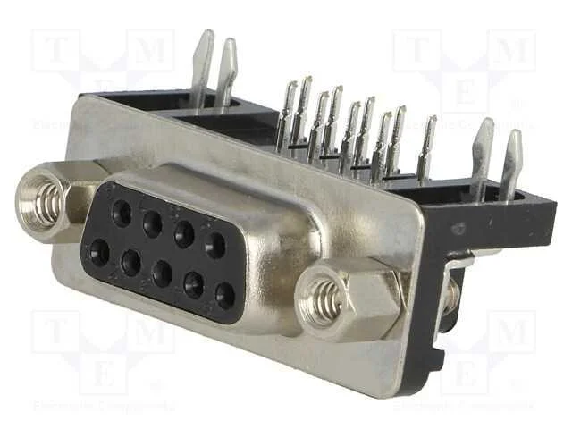 D-Sub, PIN: 9, tomada, fêmea, angulares 90, THT, .