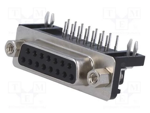D-Sub, PIN: 15, tomada, fêmea, angulares 90, THT,.