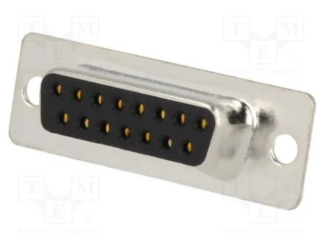 D-Sub, PIN: 15, ficha, fêmea, com cabo, solda, pr.