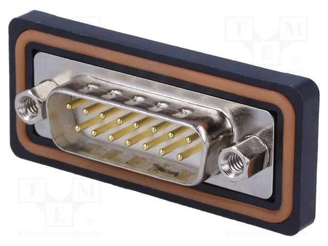 D-Sub, PIN: 15, macho, para painel, solda, Cobert.