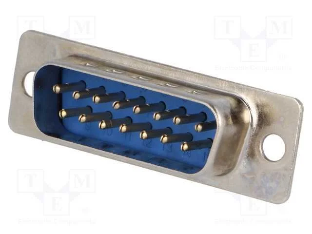D-Sub, PIN: 15, tomada, macho, simples, THT, 5A, .