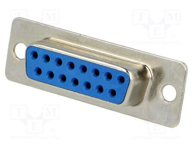 D-Sub, PIN: 15, ficha, fêmea, com cabo, solda, 5A