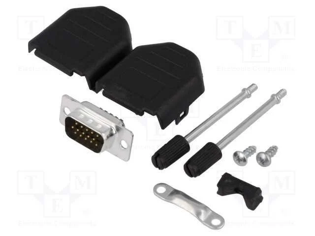 D-Sub HD, PIN: 15, ficha, macho, solda, com cabo