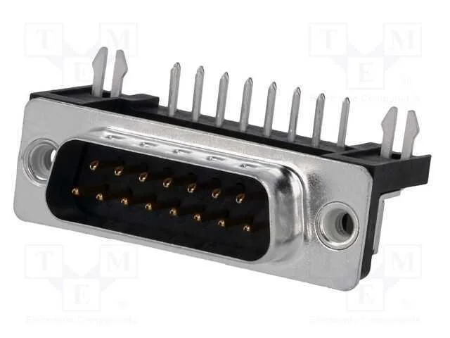 D-Sub, PIN: 15, tomada, macho, para PCB, angulare.