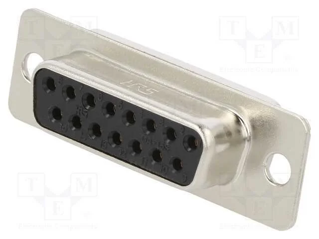 D-Sub, PIN: 15, ficha, fêmea, solda, HD, Cobertur.