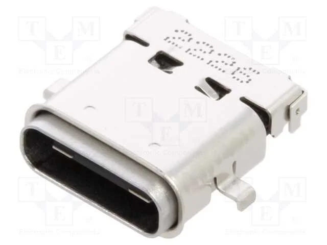 Tomada, Usb C, para Pcb, Smt,Tht, Pin: 24, Angulares 90, Usb 3.1