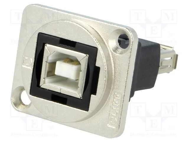 Conector, Usb a Tomada,Usb B Tomada, Ft, Usb 2.0, Metal, 19x24mm