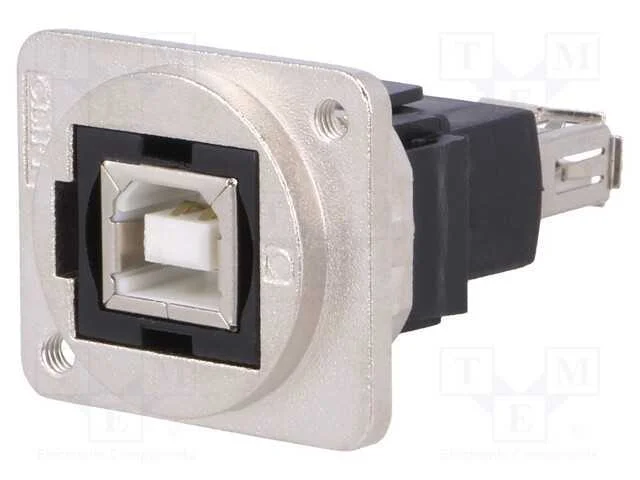 Conector, Usb a Tomada,Usb B Tomada, Ft, Usb 2.0, Metal, 19x24mm