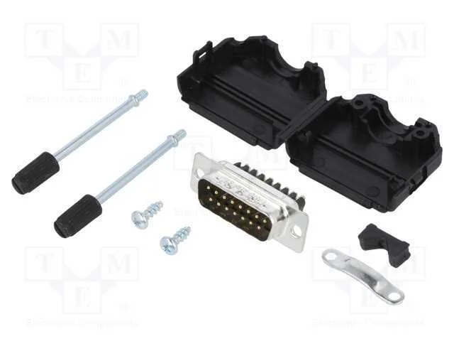 D-Sub, PIN: 15, macho, simples, terminal parafusa.