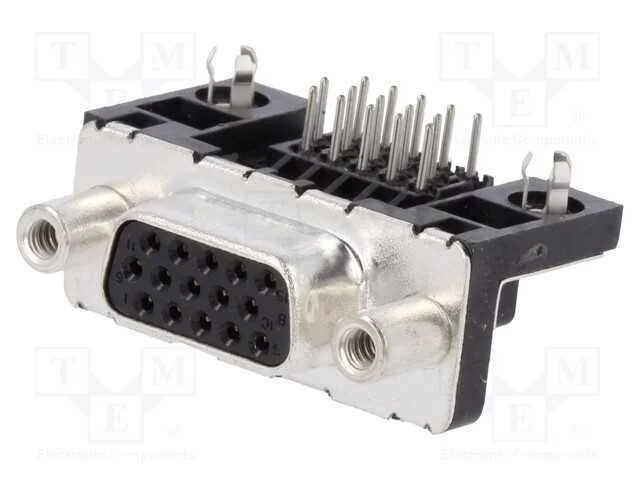 D-Sub HD, PIN: 15, tomada, fêmea, para PCB,trinco.