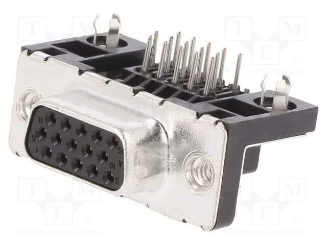 D-Sub HD, PIN: 15, tomada, fêmea, para PCB,trinco.