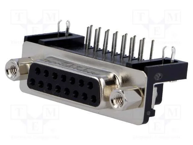 D-Sub, PIN: 15, tomada, fêmea, angulares 90, THT,.