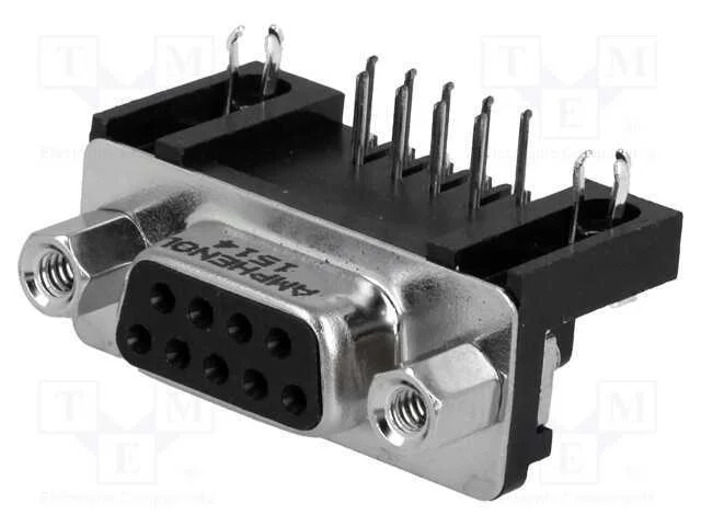 D-Sub, PIN: 9, tomada, fêmea, angulares 90, THT, .