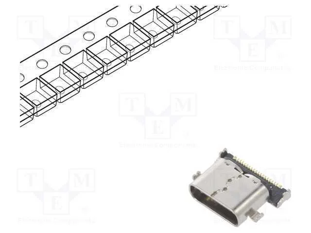Tomada, Usb C, Cx, para Pcb, Smt, Pin: 24, Horizontais, Usb 3.0