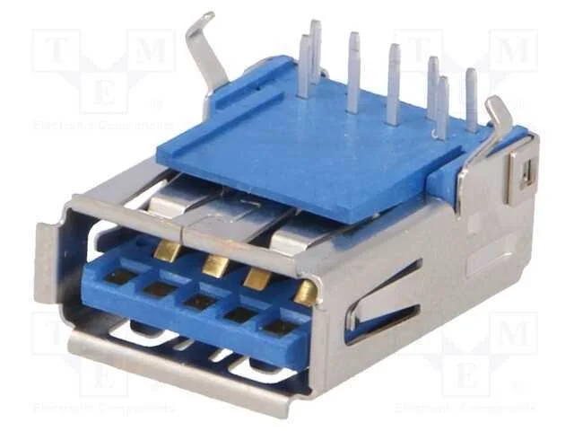 Tomada, Usb A, para Pcb, Tht, Angulares 90, Usb 3.0, Dourado