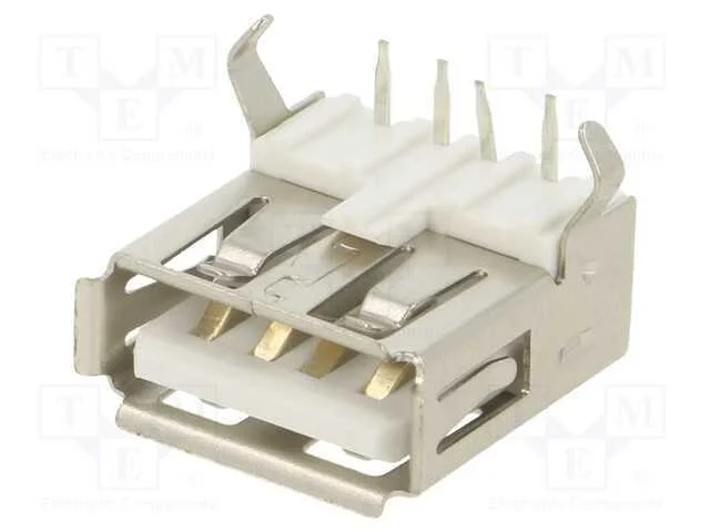 Tomada, Usb A, para Pcb, Tht, Pin: 4, Angulares 90, Usb 2.0, 1a, 30v