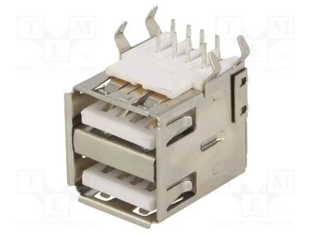 Tomada, USB A, para PCB, THT, PIN: 4, angulares 9.